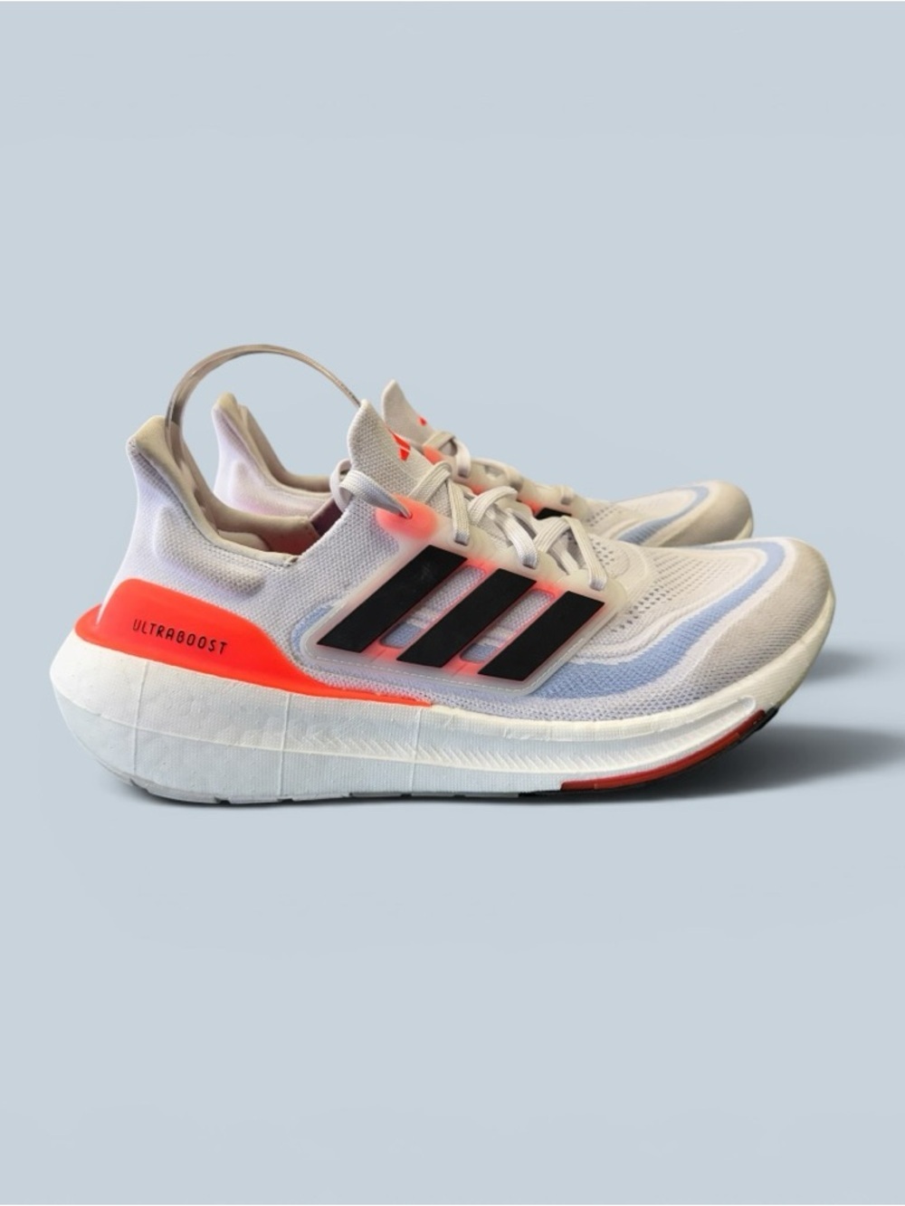 Adidas Ultraboost Running Sneakers - White with Coral & Black Accents Sz 8.5